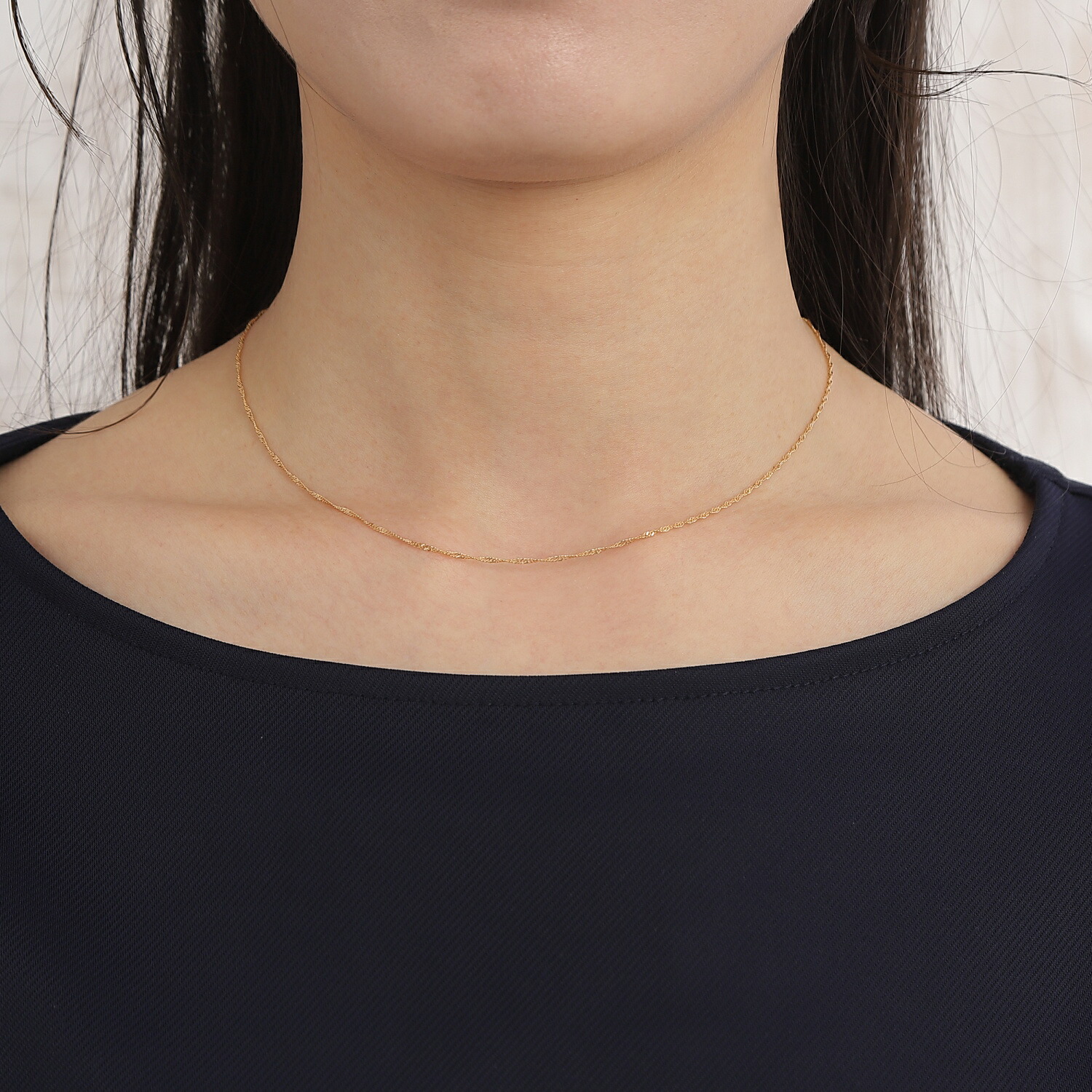 楽天市場】18金 スクリュー ネックレス チェーン ゴールド 40cm 幅1.3