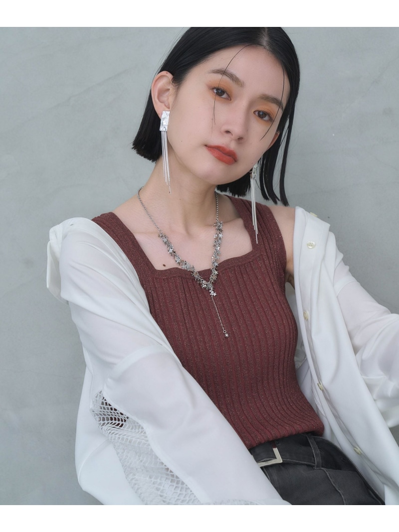 ルッキ スクエアラメニット タンクトップ ベージュ＆グレー2枚 HARE