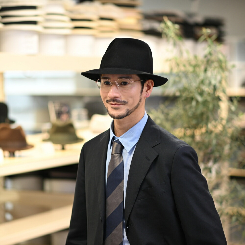 Borsalino ボルサリーノ 中折れ アンゴラハット 62cm ブラック