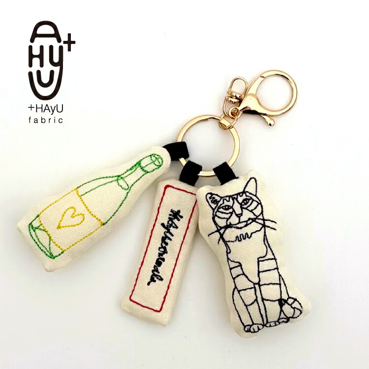 楽天市場】キーホルダー | HAyU チャーム 全3種 | 刺繍 3連 綿入り