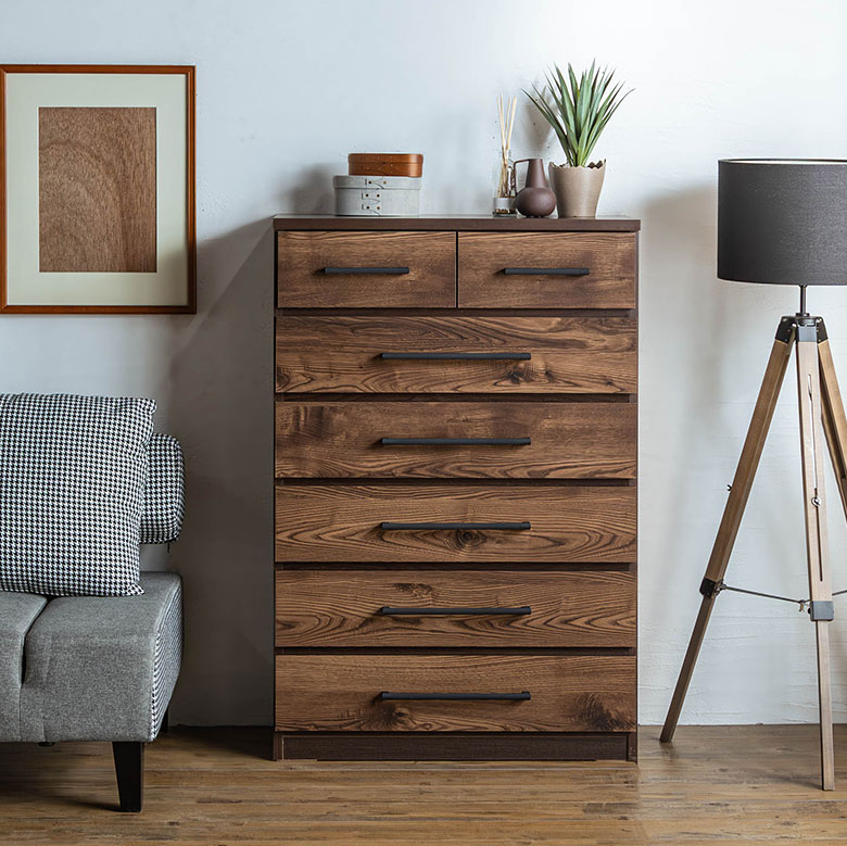 最終値下げ】木製ブラウンチェスト タンス 7段 縦132横105奥行45cm