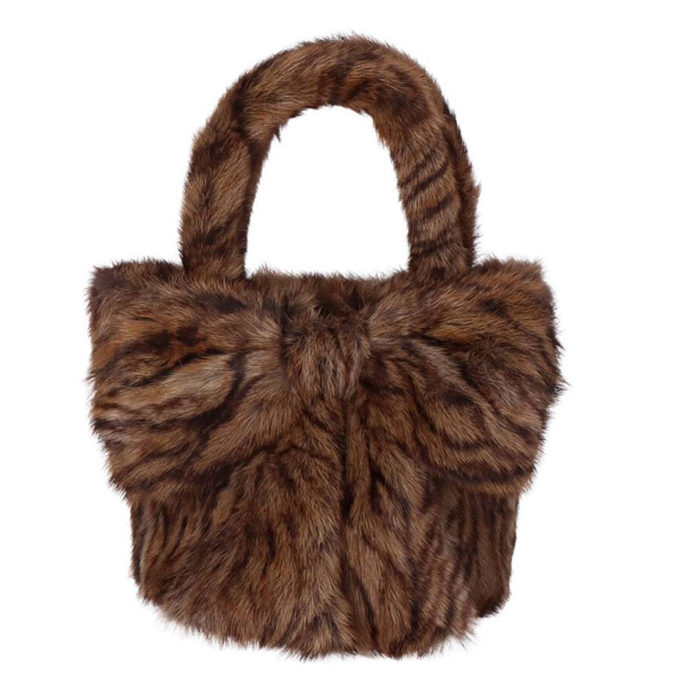 楽天市場】大きなリボンの ミンク ファー ハンドバッグ リボン