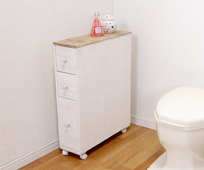 楽天市場】トイレ収納ラック キャスター付 幅16cm フレンチ