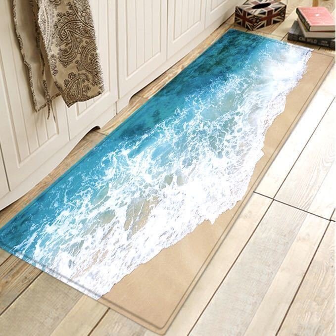 楽天市場】輸入品/40×120 海 玄関 マット キッチン ラグ フロア 波