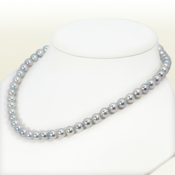 楽天市場】グレー系無調色あこや真珠パールネックレス＜7.5～8mm＞N