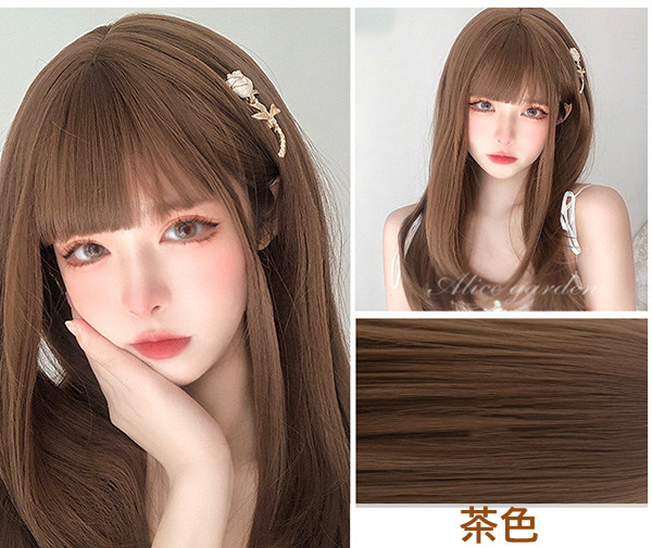 グラデーションブラウン ロングウィッグ シリコンキャップ付き