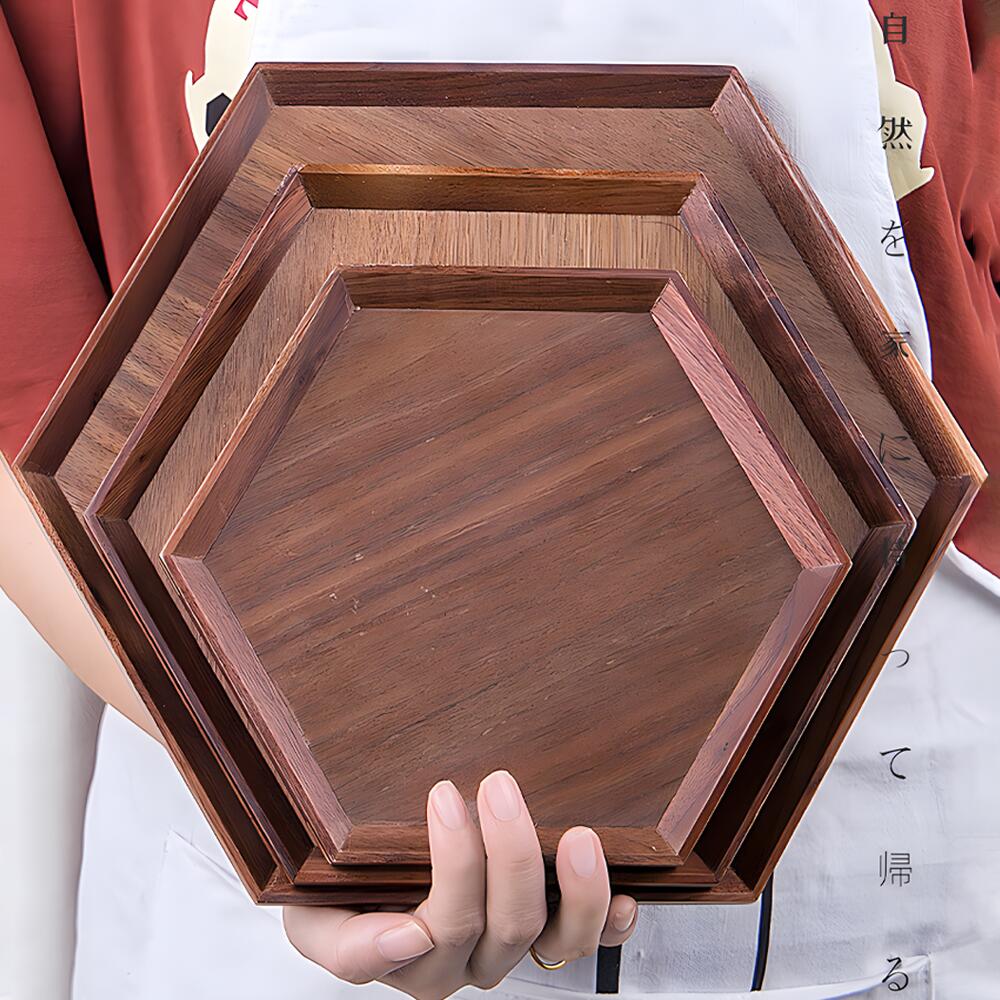 楽天市場】IwaiLoft 木製 トレー お盆 天然木製 羽反 六方 六角形 お盆