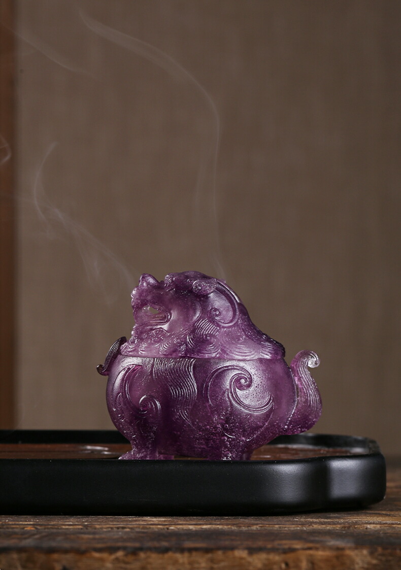 楽天市場】狻猊 さんげい 神獣 香炉 お香・線香立て 瑠璃 霊獣 彫り物