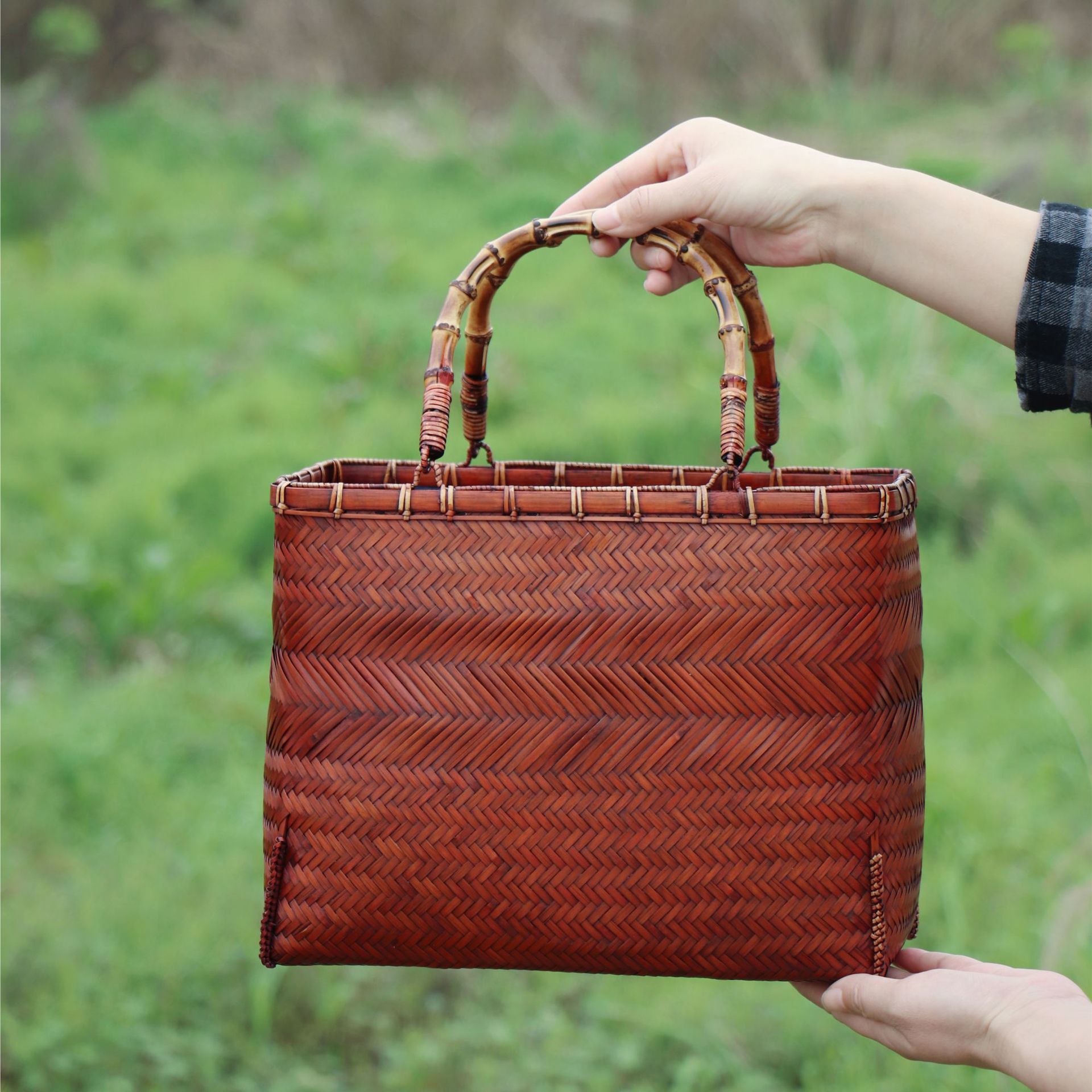♪昔の竹編み手提げバック 【公式通販】