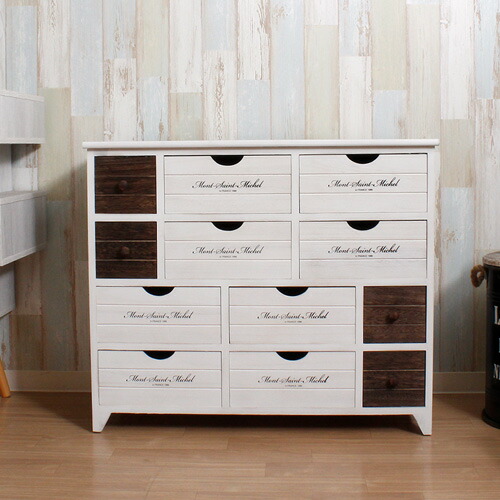 楽天市場】チェスト 北欧 アンティーク風 白 4段 (L) ホワイト