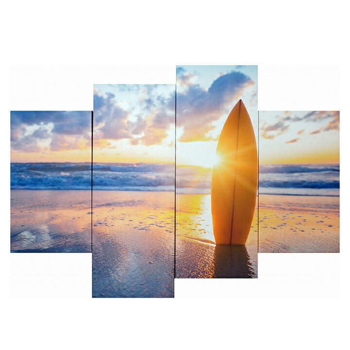 楽天市場】フォトパネル Surfboard on the beach at sunset 4枚セット