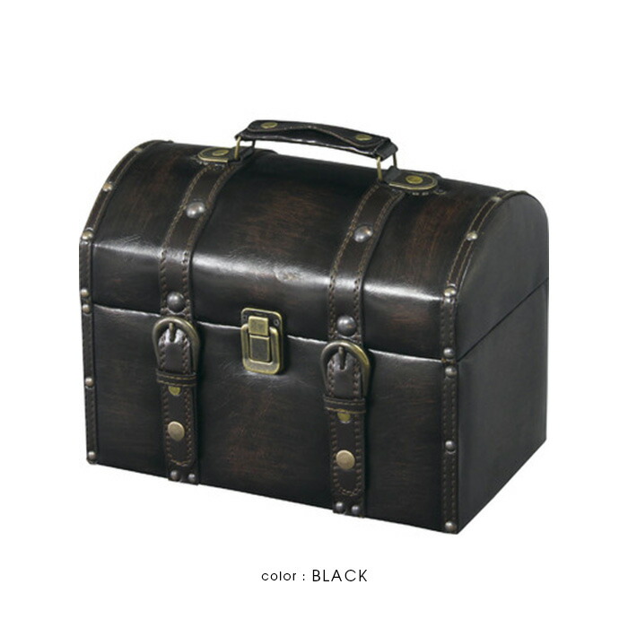 楽天市場】トランク型収納ケース アンティーク レザー トランク 収納