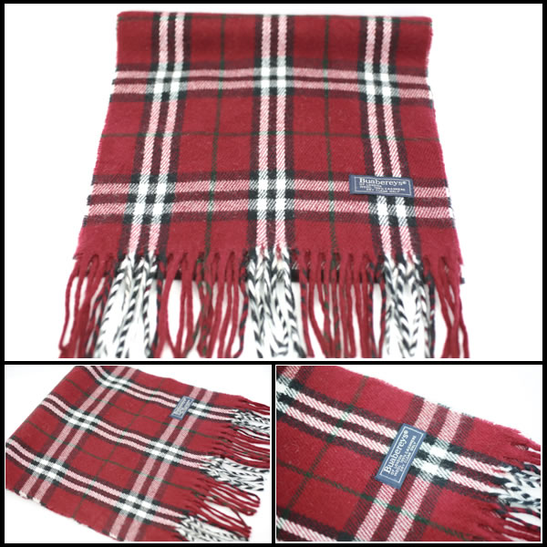 楽天市場】バーバリー カシミア混ウール マフラー ボルドー系ノバ