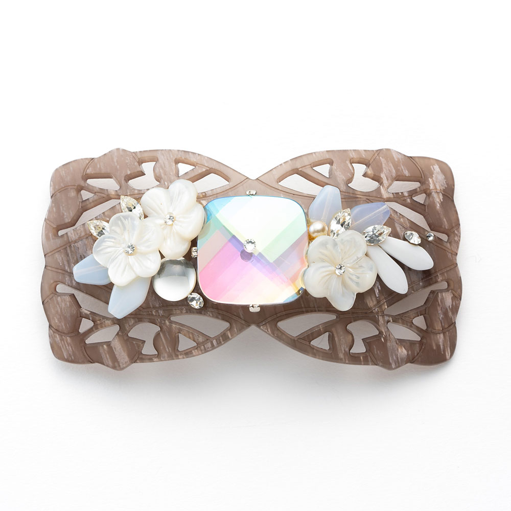 楽天市場】ヘアアクセサリー バレッタ 白蝶貝 ボヘミアングラス