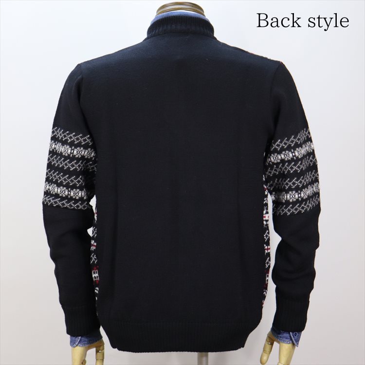 楽天市場】厚手 ノルディック柄 ジップアップ ニット セーター 日本製