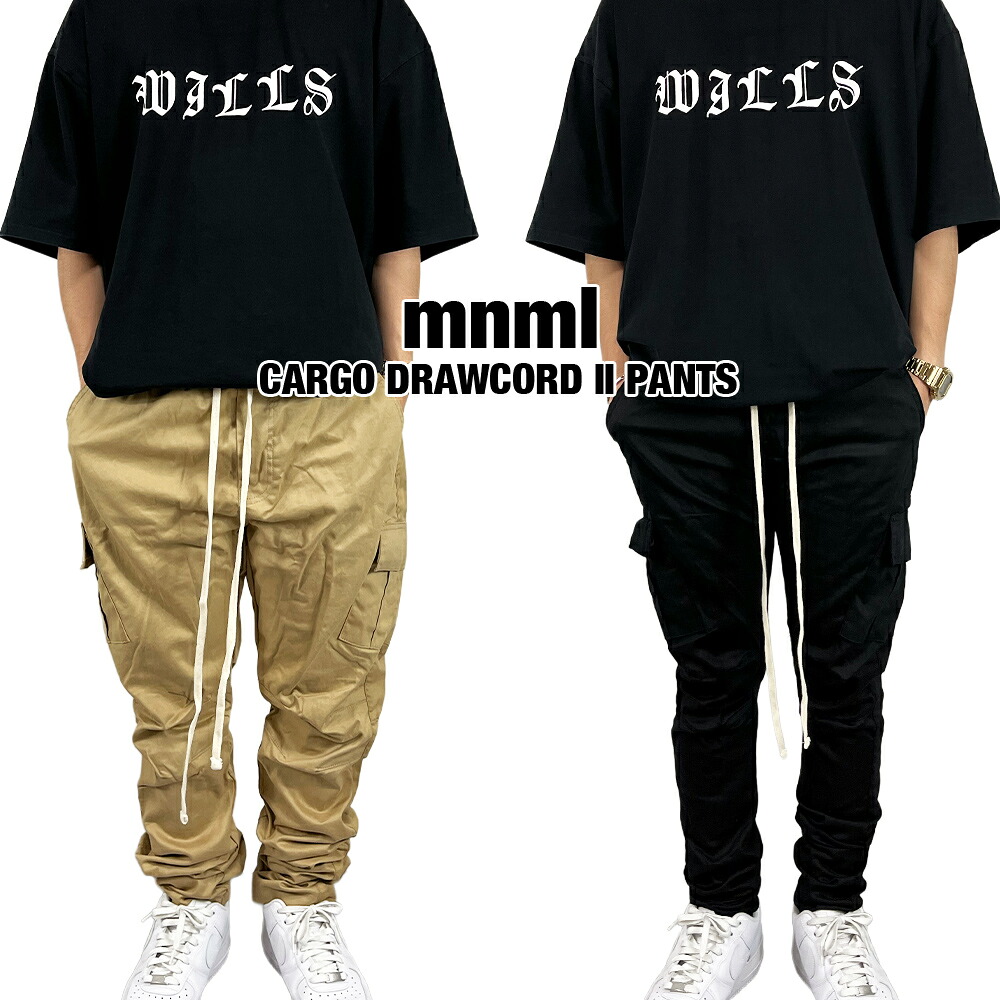 楽天市場】MNML ミニマル カーゴパンツ ブラック CARGO DRAWCORD II