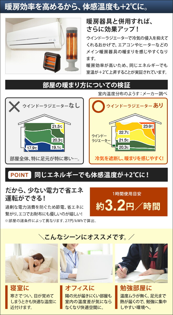 楽天市場】【楽天1位】 結露防止 冷気遮断 伸縮 窓下ヒーター 120