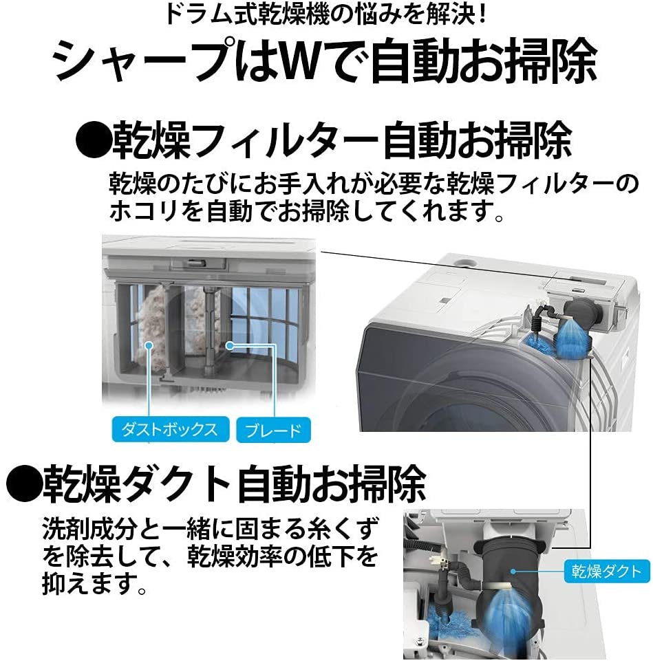 楽天市場】シャープ 洗濯機 ドラム式 ES-W113-SR ハイブリッド乾燥 右