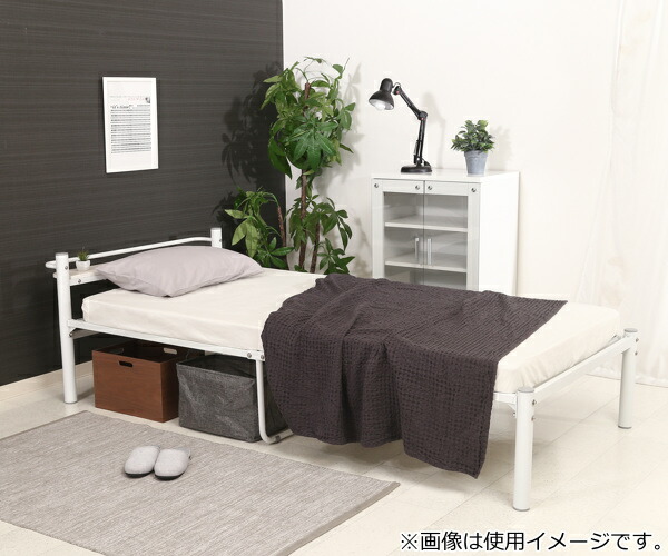 楽天市場】ベッド シングル パイプベッド 宮棚 ラック付き スチール
