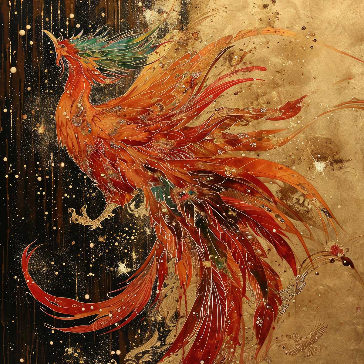 楽天市場】鳳凰 ほうおう フェニックス 開運 正方形ポスター 豪華 絵画