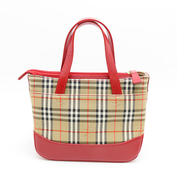 楽天市場】バーバリー ハンド バッグ レッド 格子柄 ブラウン トート