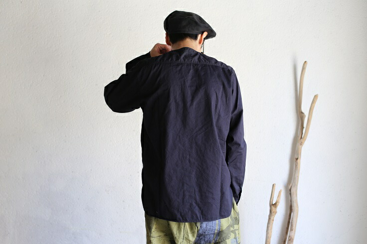 楽天市場】【orslow】 NO COLLAR SHIRTS NAVY ノーカラーシャツ