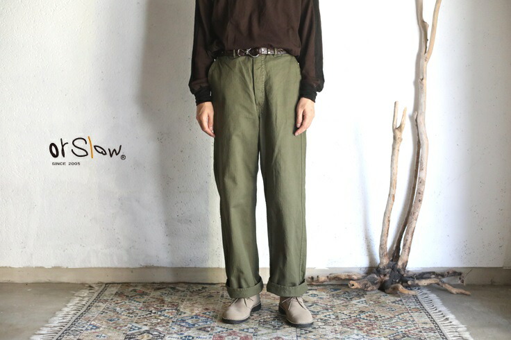 楽天市場】【orslow】WIDE FIT FRENCH WORK PANTS ARMY GREEN