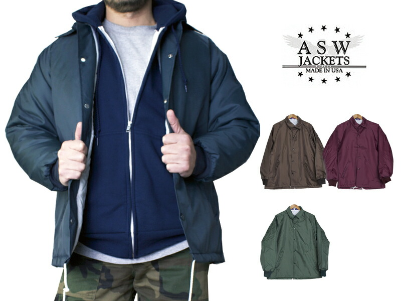 楽天市場】ASW コーチジャケット ナイロン & 中綿 メンズ & レディース