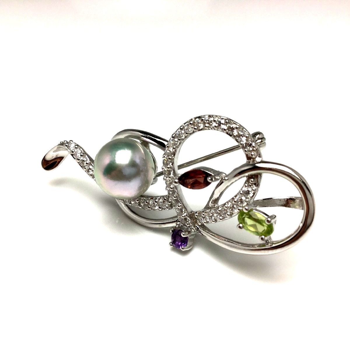 楽天市場】真珠 ブローチ パール アコヤ真珠 9.88mm シルバーブルー