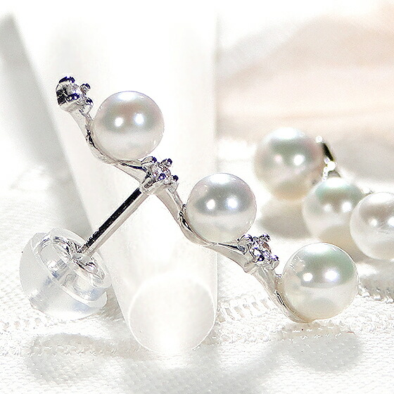 楽天市場】K18WG/YG アコヤパール ダイヤモンド ピアス【送料無料