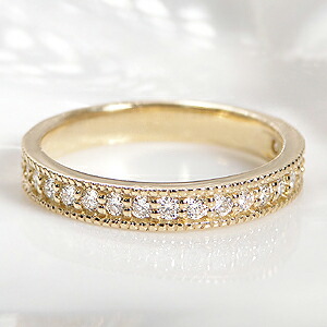 楽天市場】K18YG【0.30ctUP】ダイヤモンド ハーフエタニティ ミル打ち