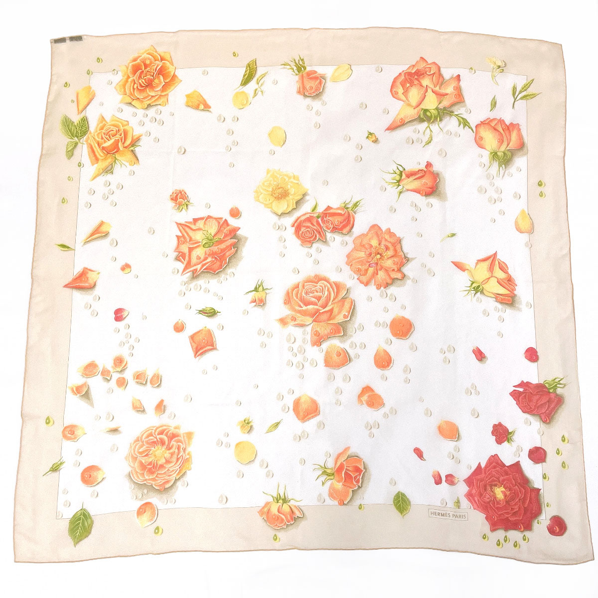 楽天市場】HERMES エルメス カレ 90 la rosee 薔薇の雫 スカーフ