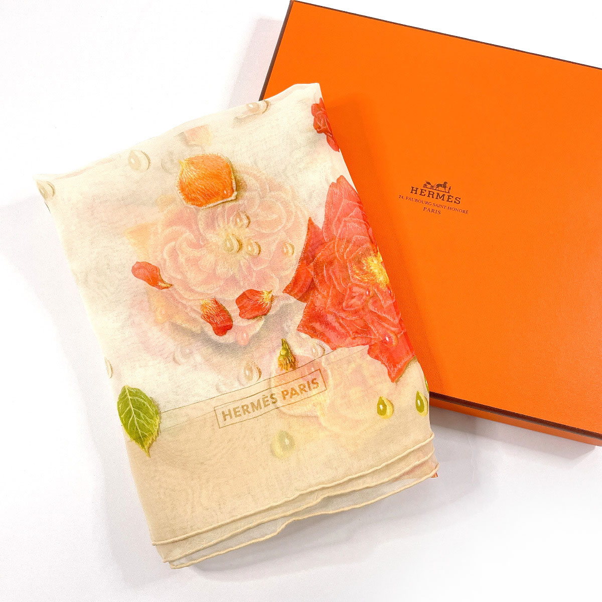 楽天市場】HERMES エルメス カレ 90 la rosee 薔薇の雫 スカーフ