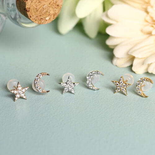楽天市場】【送料無料】K18ダイヤモンド星と月のピアス ホワイト
