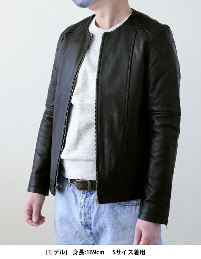 楽天市場】【3/11まで！50％オフ】レザージャケット ノーカラー ノー