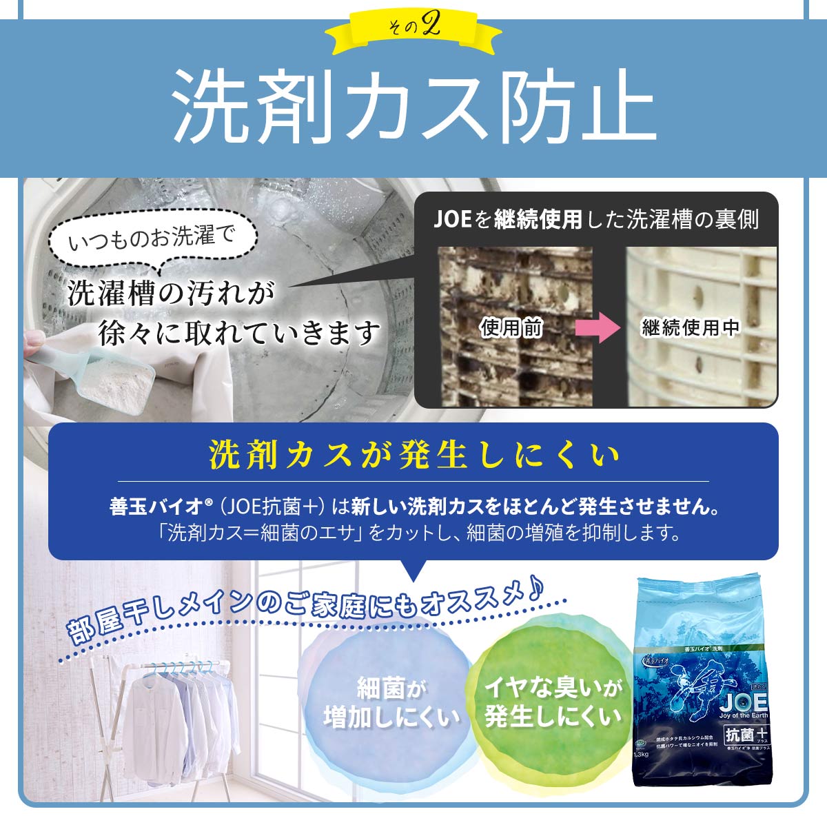 楽天市場】善玉バイオ浄 JOE抗菌プラス エコプラッツ 粉末 エコ 洗濯