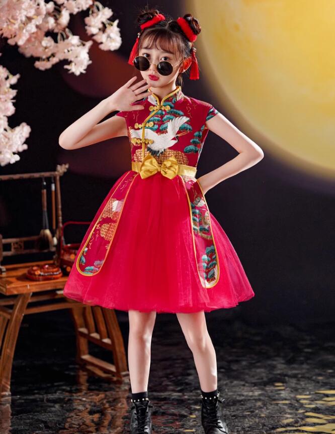 楽天市場】子供中華風ダンス衣装 女の子 チャイナワンピース チュール