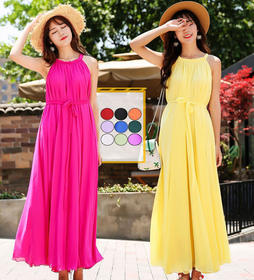 楽天市場】シフォンワンピース サンドレス 12色 カラフル ゆったり