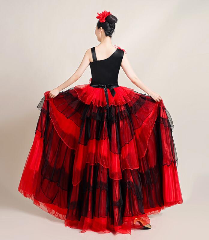 楽天市場】フラメンコワンピース 大きい裾 モダンドレス チュール