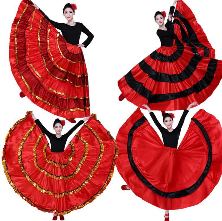 楽天市場】フラメンコ スカート ダンス 衣装 大きい裾 フレア ロング丈