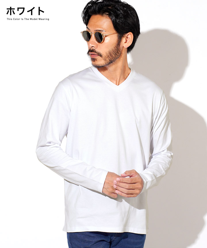 楽天市場】【タダ割】Vネック ロンTメンズ 無地◇コットンVネックロンT