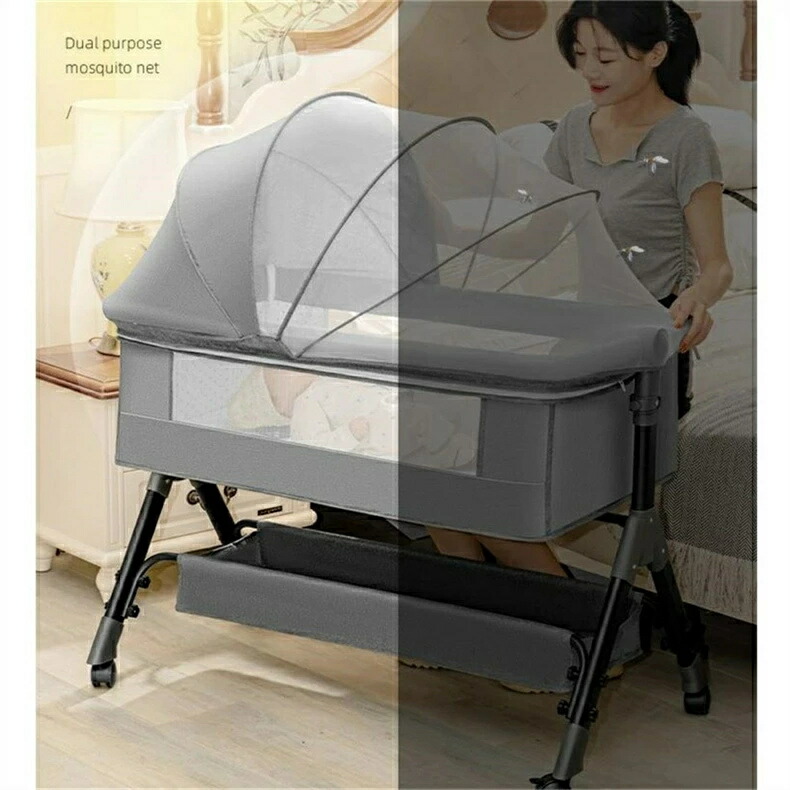 楽天市場】ベビーベッド 赤ちゃん 折りたたみ キャスター付き 移動便利