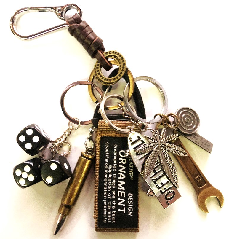 楽天市場】キーホルダー キーリング 本革 ステンレス カラビナ レトロ