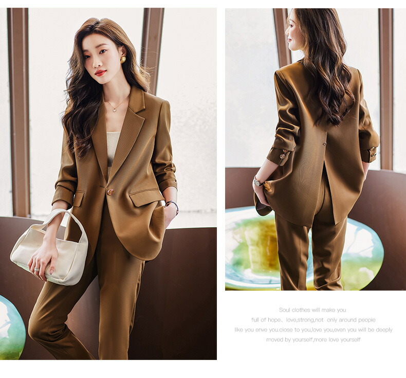 楽天市場】スーツレディース ジャケット+パンツ パンツスーツ