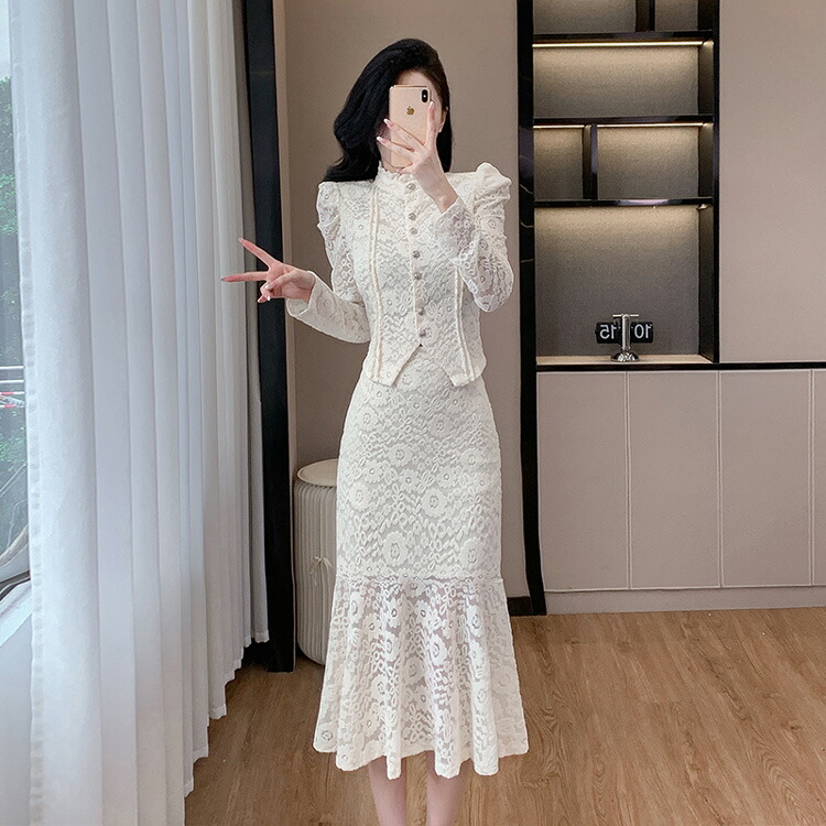 楽天市場】セットアップ 全2色 レーストップス レーススカート 黒