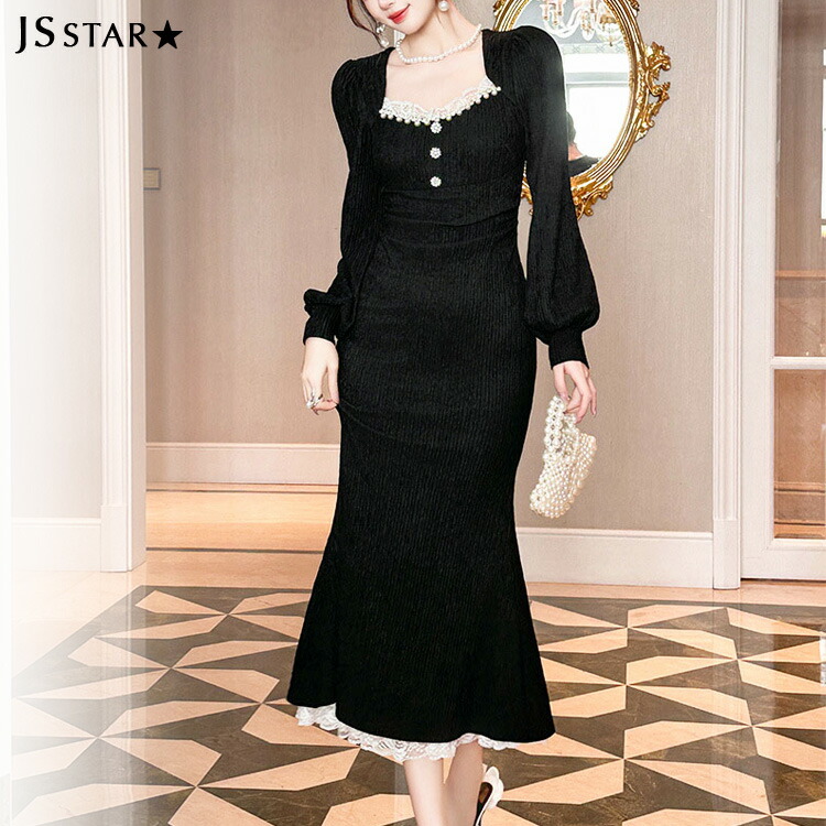 楽天市場】パーティードレス マーメイド ワンピース レース ビジュー