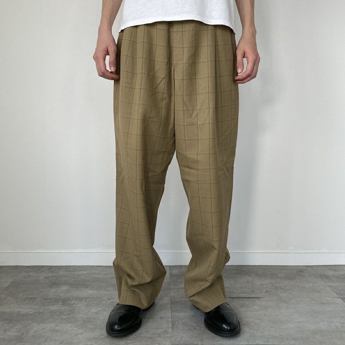 楽天市場】古着 90'S STACY ADAMS チェック柄 ツータック レーヨン