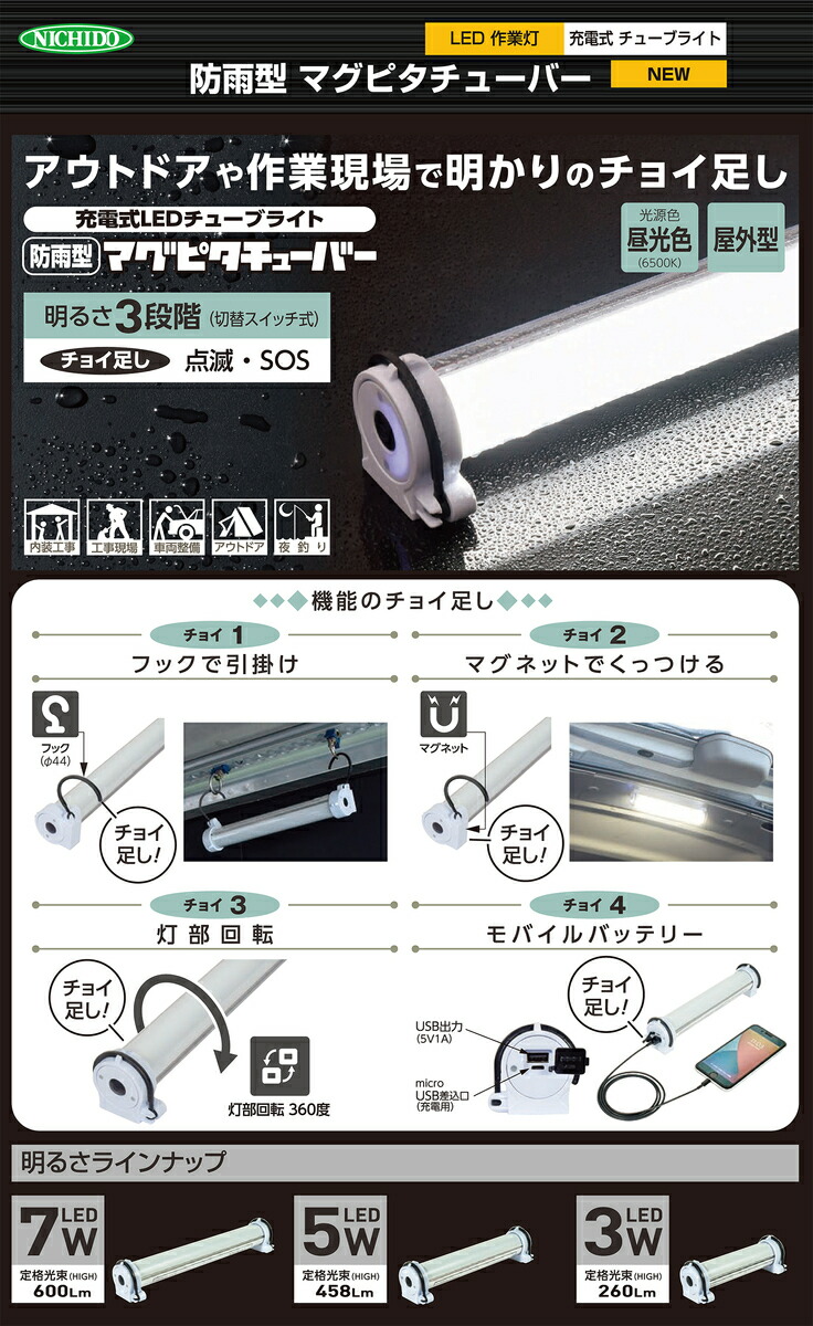 楽天市場】日動 防雨型 マグピタチューバー LMTW-7CH : プロ工具の