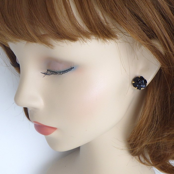 楽天市場】シャネル CHANEL ピアス カメリア ブラックカルセドニー 黒