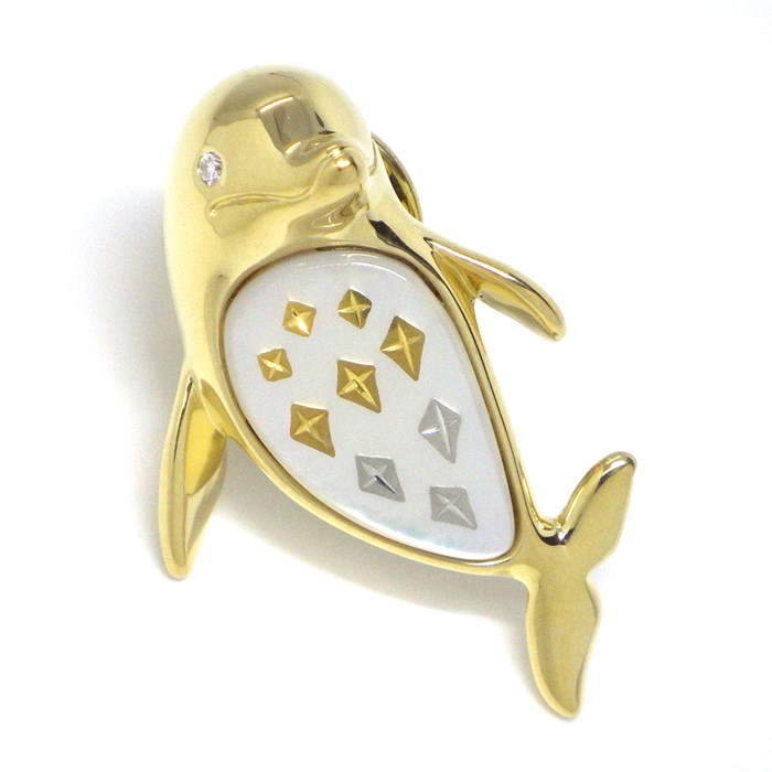 楽天市場】ミキモト MIKIMOTO ピンブローチ ピクウェ イルカモチーフ